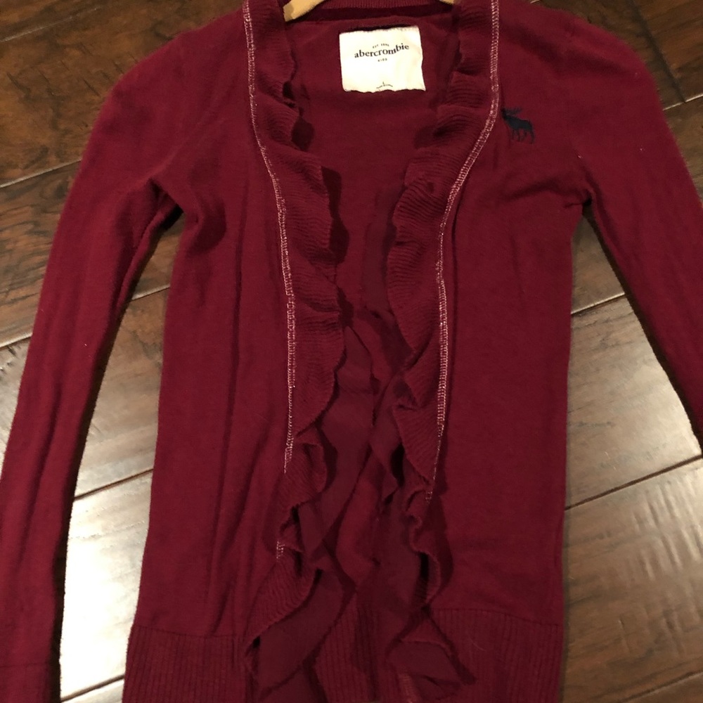 Abercrombie kids burgundy cardigan size L